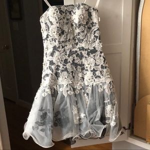 Tony Bowls Cocktail Dress gray and white floral